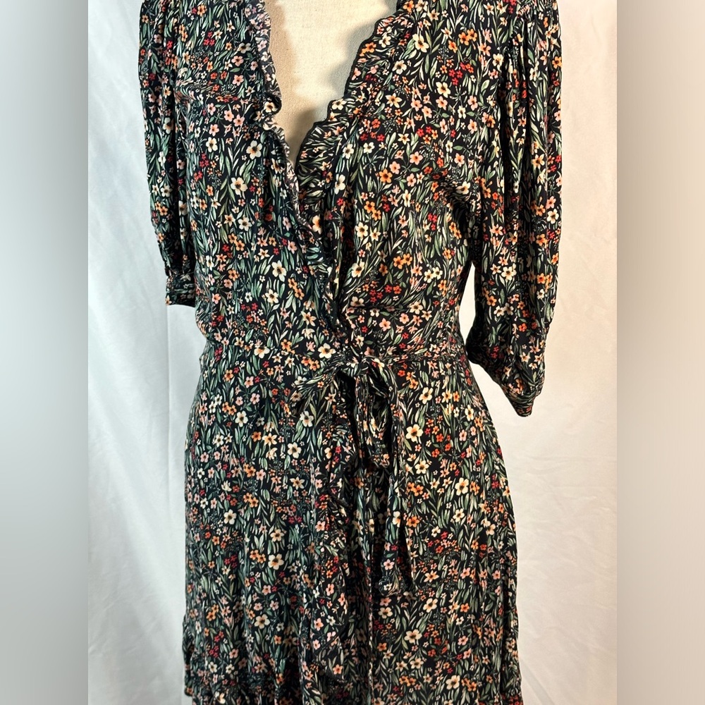 Topshop Floral Midi Dress - Black and Red - Picture 6 of 10
